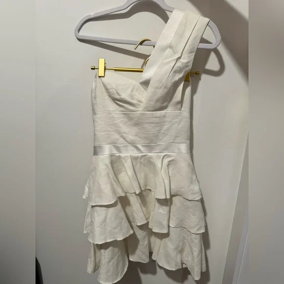 bebe one shoulder white dress Emeline Midi Dress